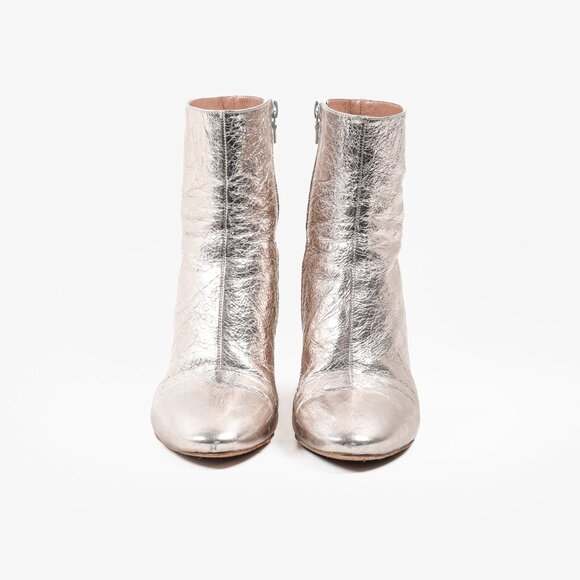 Dries Van Noten Rose-gold Crinkled Patent Leather Boots - Picture 2 of 11